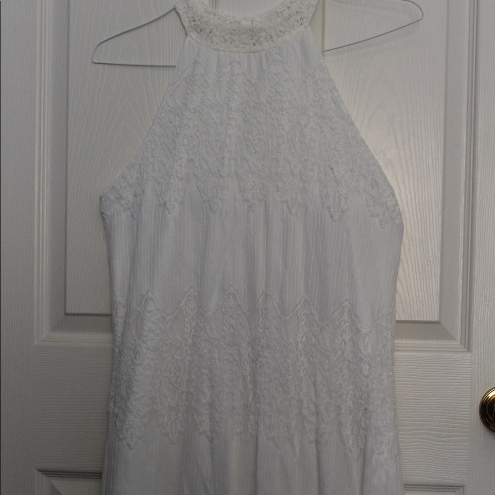 White lace mini dress
